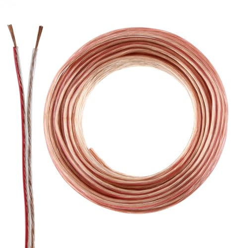 SeKi Speaker Cable Transparent 2 x 0.50 mm² - 10 Metre Ring | CCA Copper Speaker Cable for Clear Sound for HiFi, Home Cinema and Car HiFi with Polarity Marking