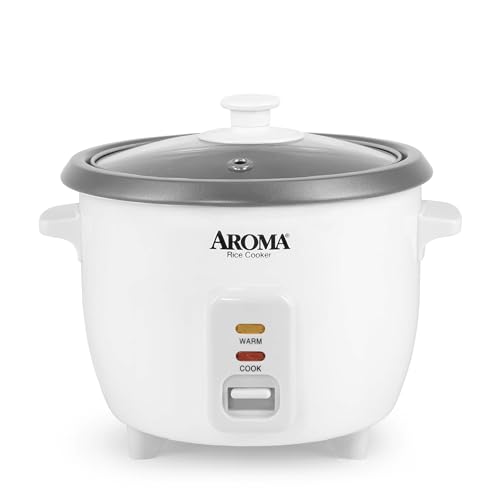 Aroma Housewares Aroma 6-cup (cooked) 1.5 Qt. One Touch Rice Cooker, White (ARC-363NG), 6 cup cooked/ 3 cup uncook/ 1.5 Qt.