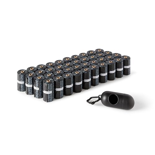 🔥 SELTEN SO GÜNSTIG (-37%) Amazon Basics Hundekotbeutel mit Spender und Leinenclip, Unparfümiert, 600 Beutel (40 Packungen mit je 15 Beuteln), Schwarz