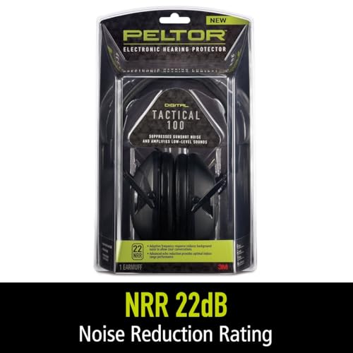 Peltor Sport Tactical 100 Electronic Hearing Protector, Ear Protection, NRR 22 dB, Ideal for the Range, Shooting and Hunting, TAC100-OTH