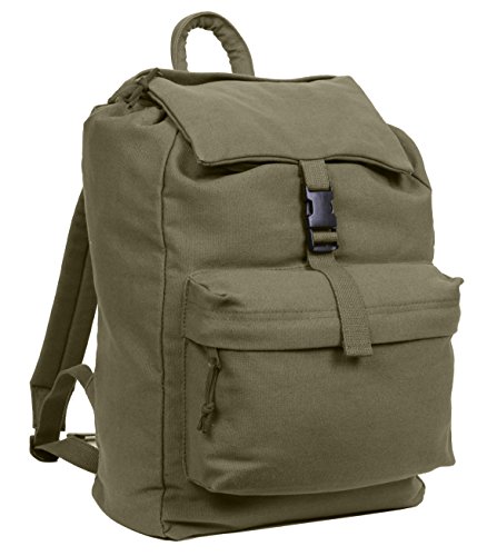 Rothco Canvas Daypack – Heavy-Duty Cotton Canvas Backpack for Hiking, Camping, Traveling, and Daily Use – 34L Capacity, Olive Drab