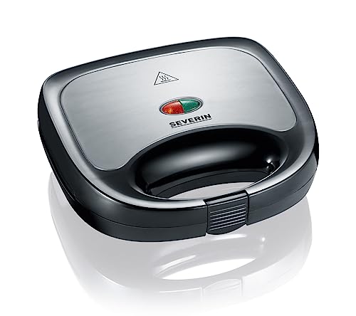(-41%) SEVERIN Sandwichmaker-Toaster für 2 Sandwiches, Dreieckige Sandwichtoasts, Antihaftbeschichtung, 600 W, Edelstahl-gebürstet-schwarz, SA 2969