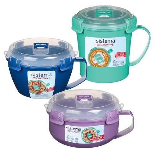 ⚡ BLITZDEAL (-34%) Sistema Mikrowellen-Behälter | Mikrowellen-SuppentassePorridge-Schale & Nudel-Schale | Mikrowellengeeignete Lebensmittelbehälter mit Dampfventil | 3 Stück