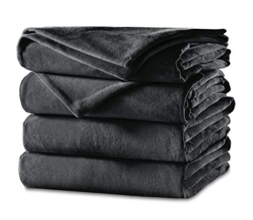 Sunbeam Heated Blanket Velvet Plush 10 Heat Settings Slate Queen