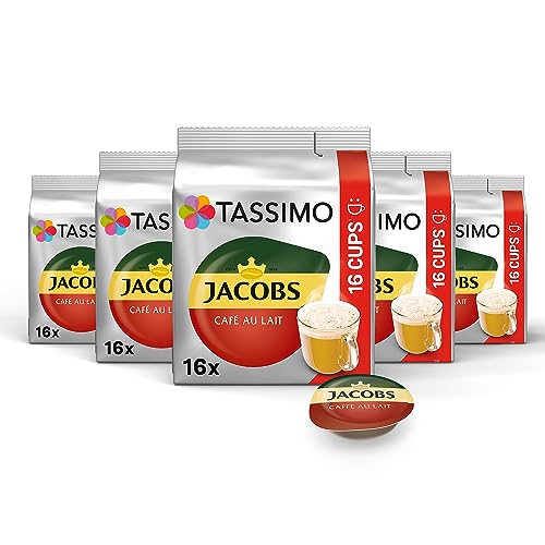 (-25%) Tassimo Kapseln Jacobs Café au Lait, 5 x 16 Pads, 80 Kaffeekapseln, mittlere Röstung
