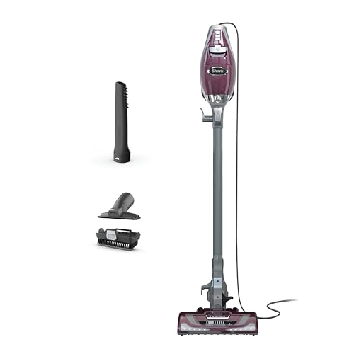 Shark HV322 Rocket Deluxe Pro Corded Stick Vacuum with LED Headlights, XL Dust Cup, Lightweight, Perfect for Pet Hair Pickup, Converts to a Hand Vacuum, with Pet Attachments, Bordeaux/Silver