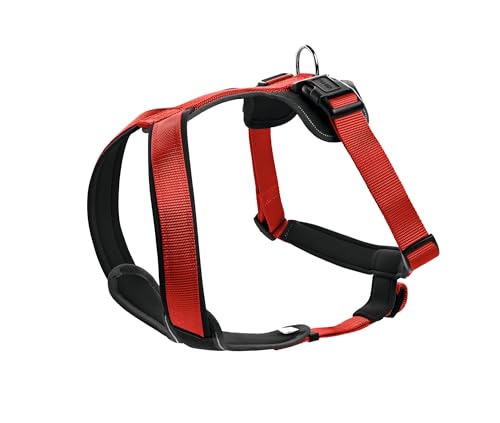 HUNTER NEOPREN dog harness, nylon, padded with neoprene, for sport and leisure,red / black, nylon, neoprene,73-94,L