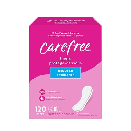 Carefree Panty Liners for Women, Regular, Unwrapped, Unscented, 120ct | Pantiliners, Carefree Liners, Daily Liners for Women, Light Periods and Leaks, 8-Hour Odor Control | 120ct (Packaging May Vary)