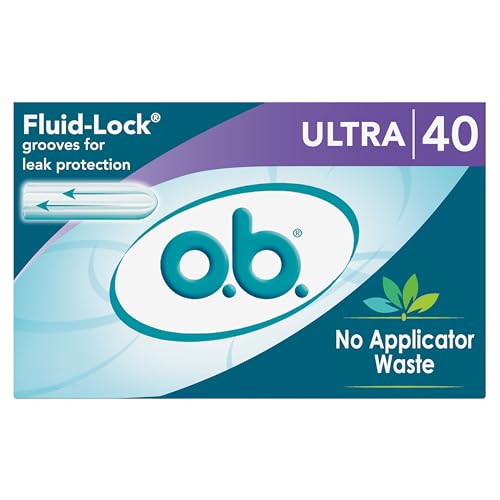 o.b. Tampons No Applicator, Fragrance-Free - 40ct | Applicator-Free Tampons Ultra, Feminine Care, ob Tampon Ultra, Period Products