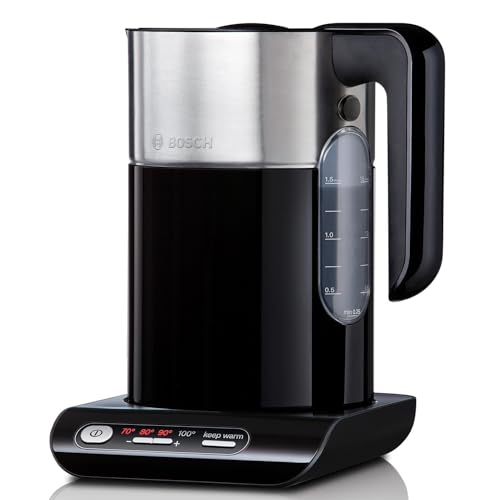 (-32%) Bosch kabelloser Wasserkocher TWK8613P Abschaltautomatik, Überhitzungsschutz, Temperaturwahl, Warmhaltefunktion, 1,5 L, 2400 W, Kunststoff, Schwarz
