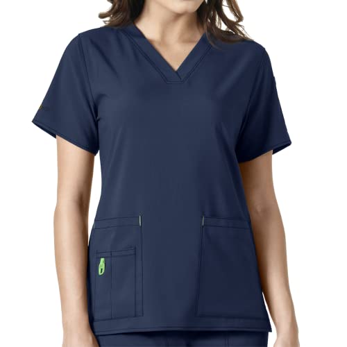 Carhartt Cross-Flex Scrubs for Women, V-Neck Scrub Tops - Navy, M