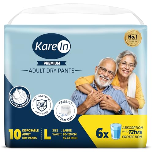 Premium Adult Diaper Pant L Size, Large, Waist (90-120 cm 35"-47"), 10 Unit, Long Protection Hour, Unisex, Quick & Even Absorption, Anti-Bacterial, Le