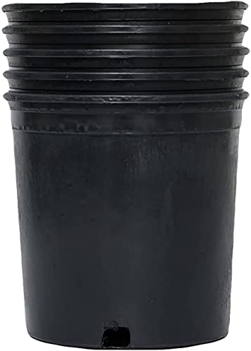 Pro Cal HGPK5PHD Round Circle 5 Gallon Wide Rim Durable Injection Molded Plastic Garden Plant Nursery Pot for Indoor or Outdoor (Set of 5)