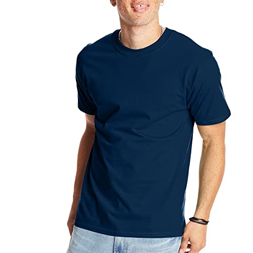 Hanes Mens Beefyt T-shirt, Heavyweight Cotton Crewneck Tee, 1 Or 2 Pack, Available In Tall Sizes Fashion-t-shirts, Navy - 1 Pack, Large US