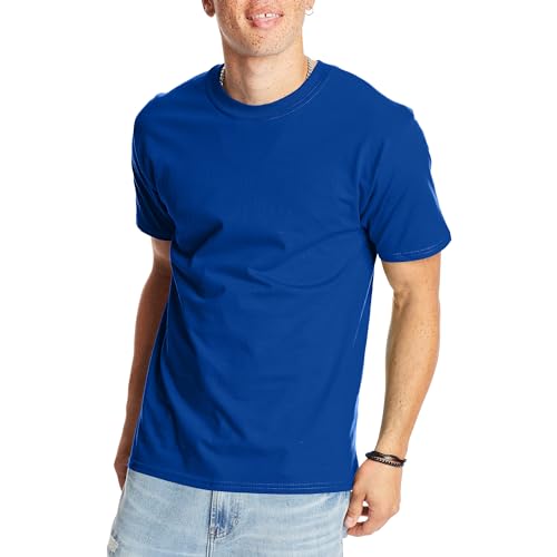 Hanes Mens Beefyt T-shirt, Heavyweight Cotton Crewneck Tee, 1 Or 2 Pack, Available In Tall Sizes Fashion-t-shirts, Deep Royal - 1 Pack, Large US