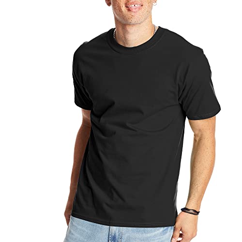 Hanes Mens Beefy-t T-shirt, Heavyweight Cotton Tee, 1 Or 2 Pack, Big & Tall Sizes Available Fashion-t-shirts, Black - 1 Pack, Large US