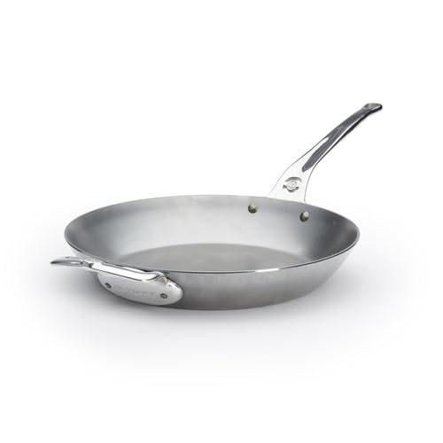 De Buyer MINERAL B Pro Carbon Steel Country Fry Pan with Helper Handle - 12.5” Diameter, 9” Cooking Surface - Ideal for Sauteing, Simmering, Frying - PFAS, PFOA, PFOS Free - Made in France