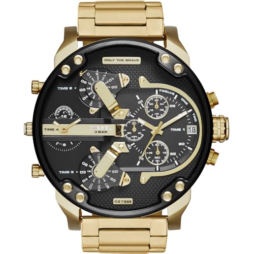 Diesel Mr. Daddy 2.0 Stainless Steel Chronograph Men's Watch, Color: Black, Gold (Model: DZ7333)