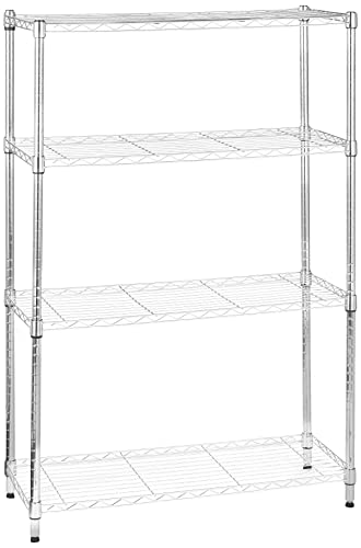 🔥 STARKER PREIS (-25%) Amazon Basics Aufbewahrungseinheit mit 4 Regalböden, höhenverstellbaren Einlegeböden und Nivellierfüßen, max. Gewicht 640 kg, Chrom, 35.6 x 91.4 x 137.1 cm