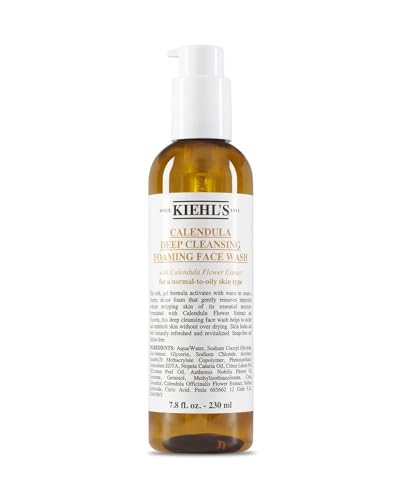 Kiehl's Calendula Deep Cleansing Face Wash, Balances Skin While Gently Removing Impurities, Soothing and Refreshing, Boosts Moisture Barrier for Soft-Feeling Skin, Paraben + Sulfate Free - 7.8 fl oz