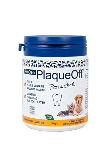 ProDen PlaqueOff Powder for Pets - Cat & Dog Breath Freshener - Plaque & Tartar Remover for Pet Oral Care - 180g