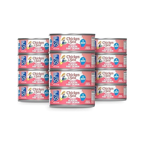 Chicken of the Sea Alaskan Pink Salmon in Water, 5 oz. Cans (Pack of 12), Wild Caught Canned Salmon, Skinless & Boneless (Packaging May Vary)