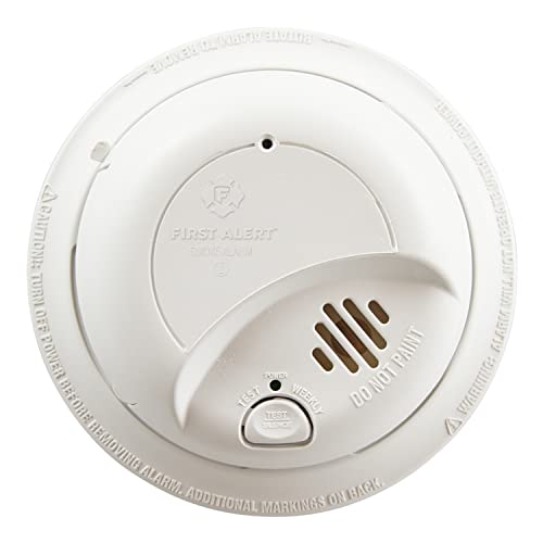 BRK First Alert 9120BFF/ SMI100-AC Smoke Detector, Hardwired Alarm with Battery Backup, White, 1-Pack