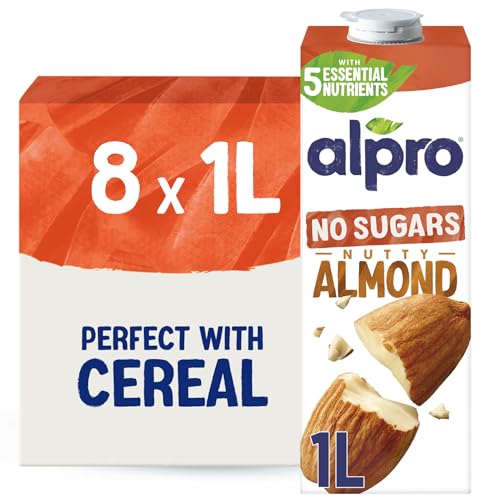 (-40%) Alpro Mandeldrink Ohne Zucker – Quelle von Calcium und Vitaminen – Zuckerfrei, glutenfrei, fettarm, ohne Laktose, vegan und milchfrei – 8 x 1 L – Haltbar