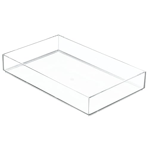 iDesign Clarity Plastic Drawer Organizer, Storage Container for Vanity, Bathroom, Kitchen Drawers, 8" x 12" x 2", Clear