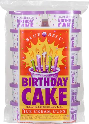 Blue Bell Birthday Cake Ice Cream Cups, 12 Count