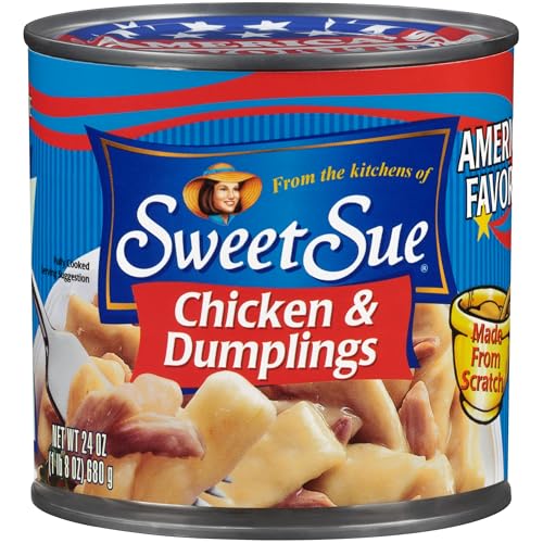 Sweet Sue Chicken & Dumplings, 24 oz Can - Heat and Serve Soup Meal - 14g Protein per Serving - Made from Scratch Recipe