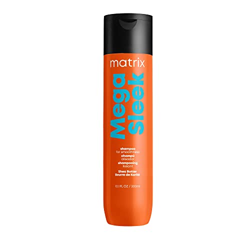 Matrix Mega Sleek Shampoo - Anti-Frizz Moisturizing Shampoo, Smoothing and Detangling, For Dry & Damaged Hair, Salon Professional Formula, With Shea Butter, Vegan, 10.1 FL Oz