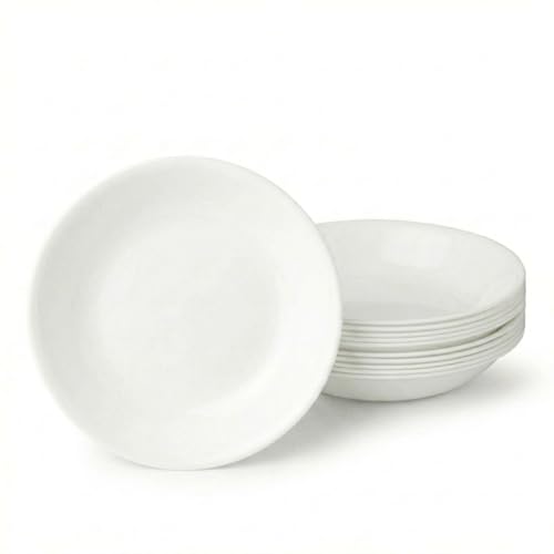 Corelle Vitrelle 6-Piece Bowl Set Triple Layer Glass and Chip Resistant, 20-Oz Lightweight Round Bowls, Winter Frost White
