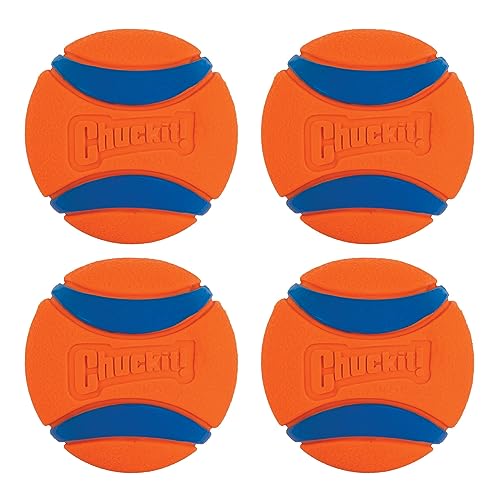Chuckit! Ultra Ball Dog Toy - Medium Bouncy Fetch Balls For Dogs 20-60 lbs - Made from Durable Rubber - Floating Water Pet Toys - Size Medium - 2.5-inch Diameter - Pack of 4