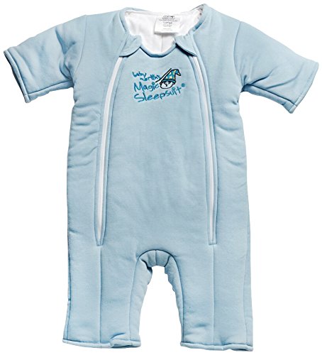 Magic Sleepsuit Baby Merlin's Cotton Baby Swaddle Transition Product - Soft and Cozy Design, Double Zipper for Easy Diaper Changes, Promotes Safe Sleep, 3-6 Months - Blue - Large 18-21lbs