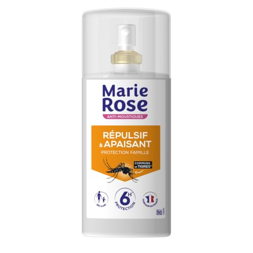 MARIE ROSE Anti-Moustiques, Spray Répulsif & Apaisant, Efficacité 6h, 100ml | Zones Tempérées & Tropicales, Moustiques Tigres & Communs, Apaise & Protège la Famille, Enfants dès 3 ans, Fabriqué en France