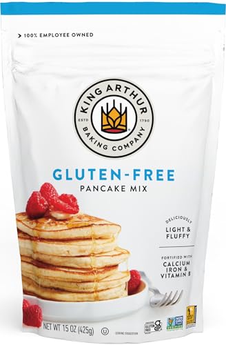 King Arthur Gluten Free Pancake Mix: Non-GMO, Kosher Certified, Easy-to-Prepare Breakfast Delight - Perfect for Fluffy, Delicious Pancakes (15 oz) - Packaging May Vary