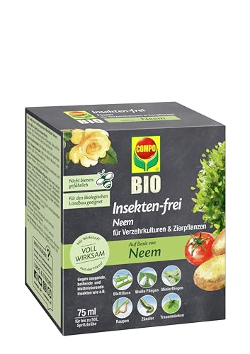 (-21%) COMPO BIO Insekten-frei Neem Konzentrat, 75 ml für bis zu 25 L – Neemöl Schädlingsbekämpfung gegen Blattläuse & Trauermücken bekämpfen an Zierpflanzen, Kartoffeln, Gemüse & Kräutern