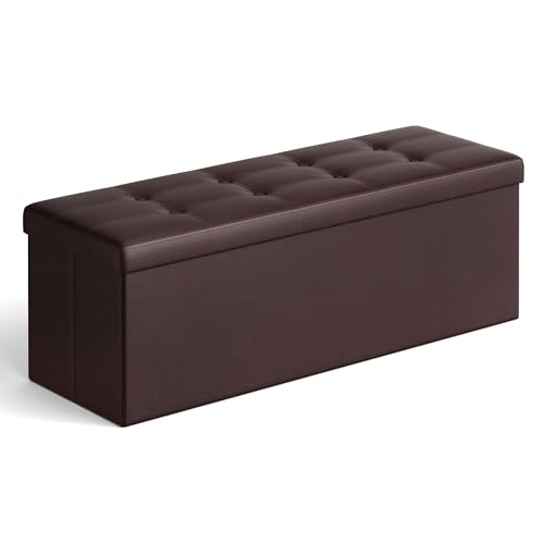 SONGMICS Folding Storage Ottoman Bench Good Support Despite its construction,