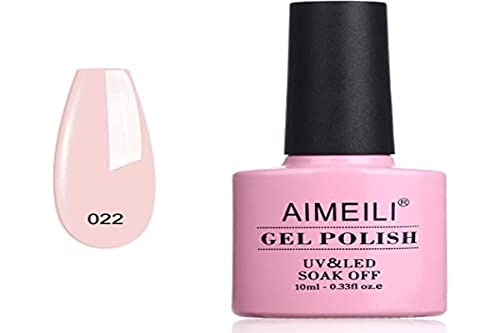 AIMEILI Gel Nail Polish Cruelty Free Vegan Nail Gel Soak Off U V LED Hema Free Nude Nail Art - Rose Nude (022) 10ml