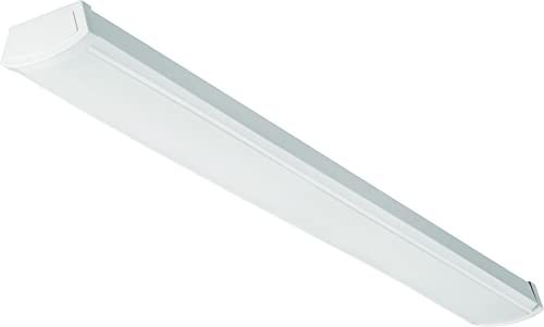 Lithonia Lighting 4 Foot LED Light Fixture, Low-Profile LED Wraparound Flush Mount Ceiling Light, 4000K Cool White, 120V