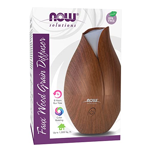 NOW Foods Essential Oils, Ultrasonic Faux Wood Aromatherapy Oil Diffuser, Contemporary Design, Extremely Quiet Heat Free
