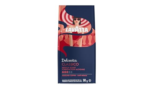 Lavazza Dolcevita Classico Ground Coffee 12oz Bag, Medium Roast, Rich and Full-bodied, Intensity 3/5, Arabica and Robusta, Ideal for Drip Brewers (Pack of 1) - Package May Vary