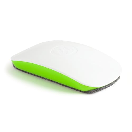 U Brands Magnetic Whiteboard Eraser, 4.5" x 2.25" x 1", Dry Erase Felt Eraser, White and Green, Lightweight Modern Design