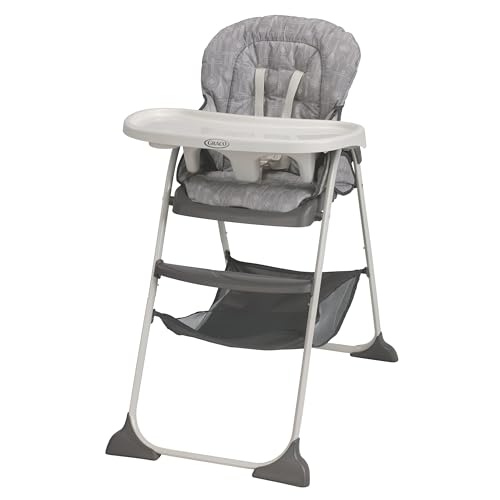 Graco Slim Snacker High Chair, Ultra Slim, Fast-Folding, Multiple Recline Positions, Comfortable Feeding, WhiskMloong H