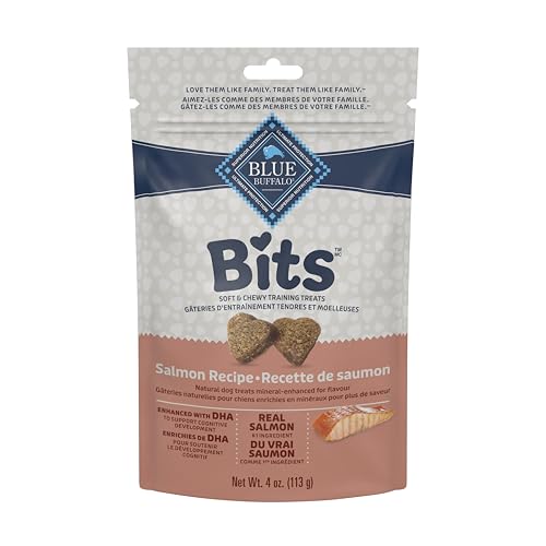 Blue Buffalo Bits Soft Dog Treats for Training, Made with Natural Ingredients & Enhanced with DHA, Salmon Recipe, 4-oz Bag