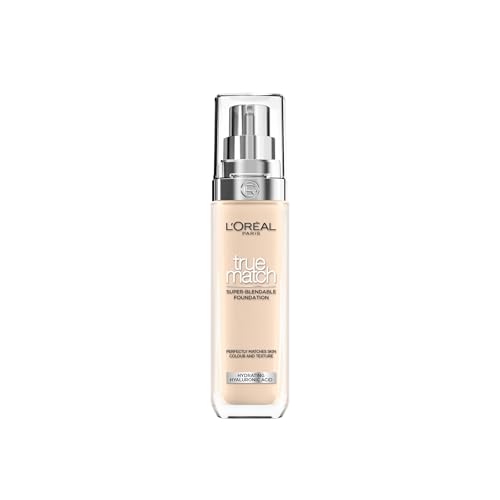 (-49%) L'Oréal Paris, True Match Foundation, nahtlos verblendbar, mit Hyaluronsäure, vegane Formel, flüssige Textur, mittlere Deckkraft, natürliches Finish, für alle Hauttypen, 1.N Neutral Light, 30 ml