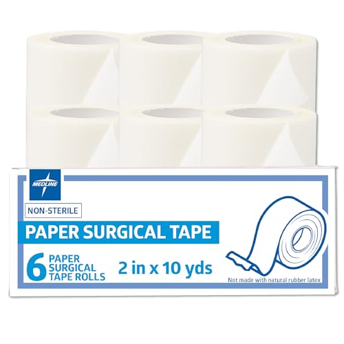 Medline Essentials Paper Medical Tape 2 Inch x 10 Yards per Roll, Box of 6