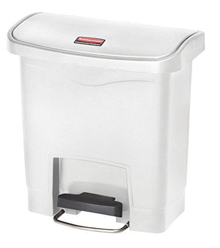 Rubbermaid Commercial Products Slim Jim Tretmülleimer aus Kunststoff 15 l | | Innenraum-Mülleimer für Medizin, Büro, Gewerbe, Küche und Bad | Weiß | 1