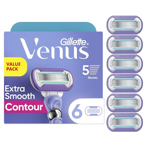 Gillette Venus Deluxe Smooth Swirl Womens Razor Blade Refills, 6 Count, Moisture Ribbon to Protect Against Irritation